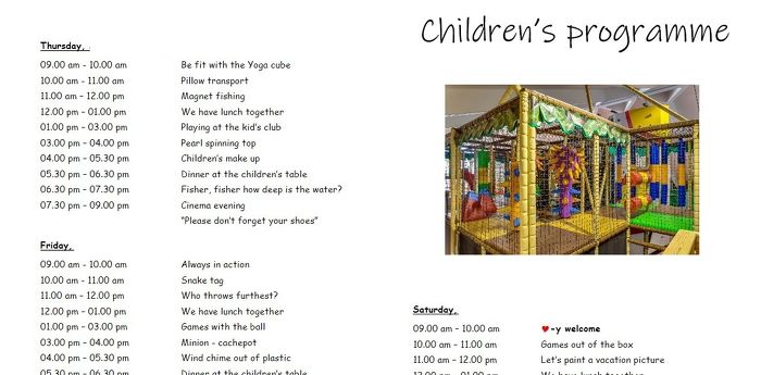 Childrens program - Programme for children